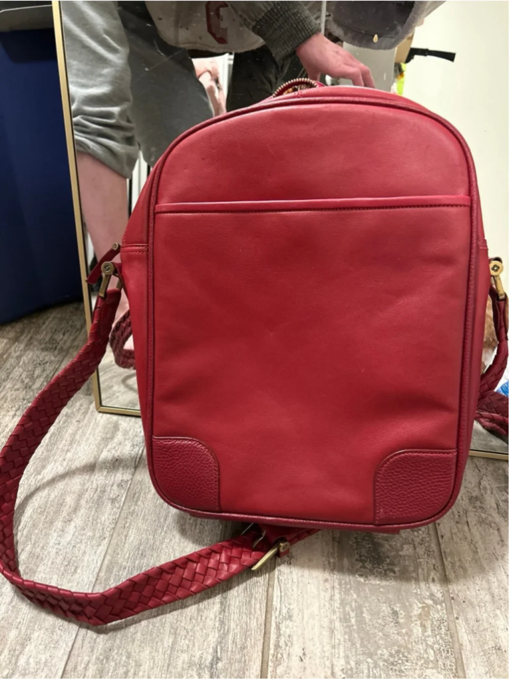 Samsonite Black Label large crossbody bag red leather backpack like new